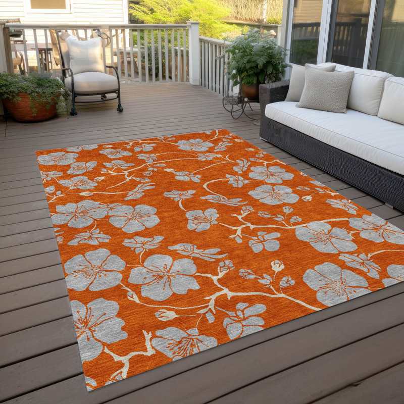 Tapis orange intérieur / extérieur lavable Inoa , 3 pi x 5 pi