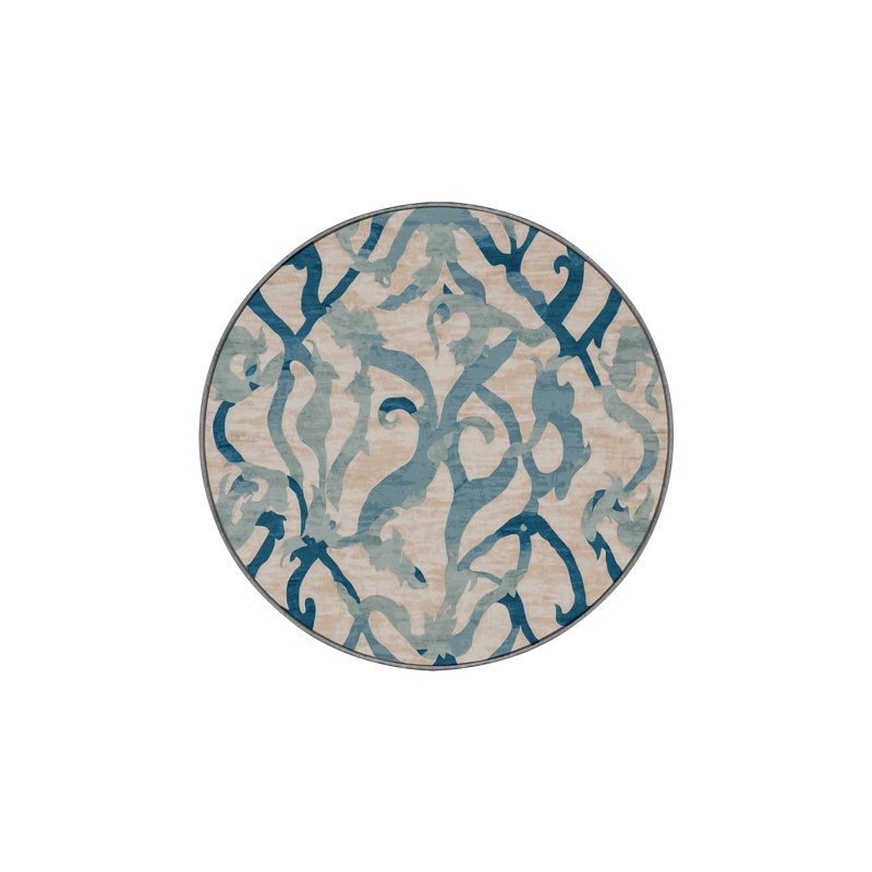 Tapis gris lavable à la machine, Rond 3 pi