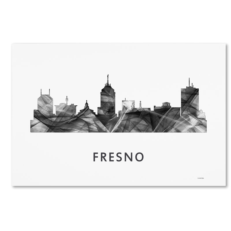 « fresno california horizon wb-bw », reproduction d’impression sur toile tendue, H 22 po x l 32 po x P 2 po