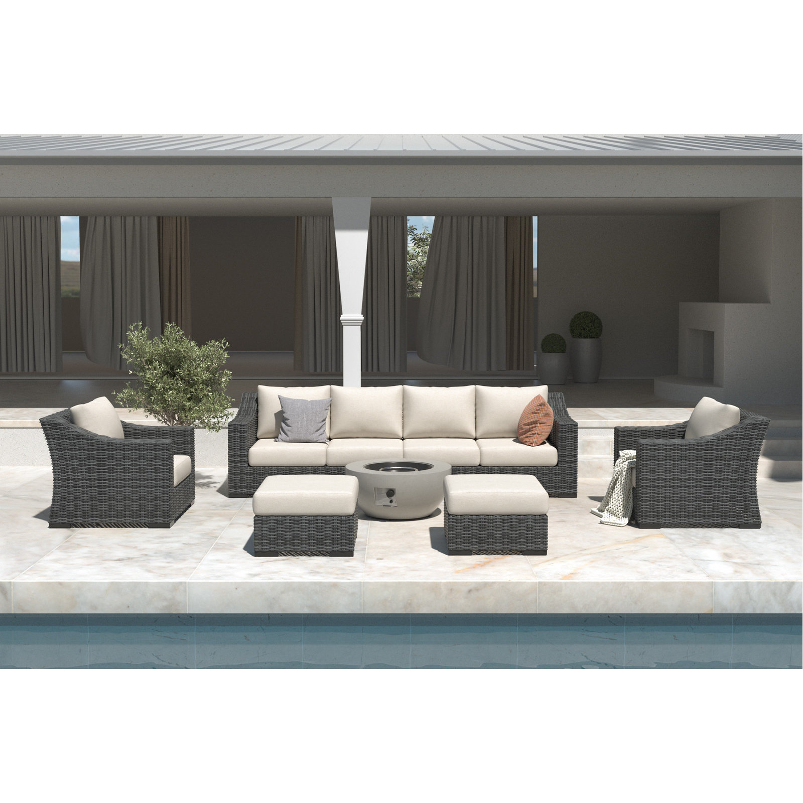 Eloisa 7 Piece Sofa Seating Group with Cushions, Gray