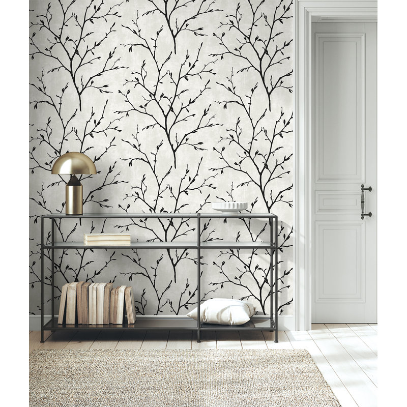 Rouleau de papier peint adhésif Sivia Contrast Tree Silhouette L 18 pi x l 20,9 po