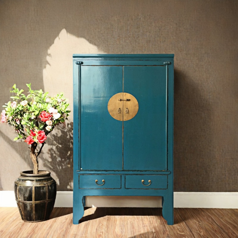 Solid Elm  Wood Console Cabinet