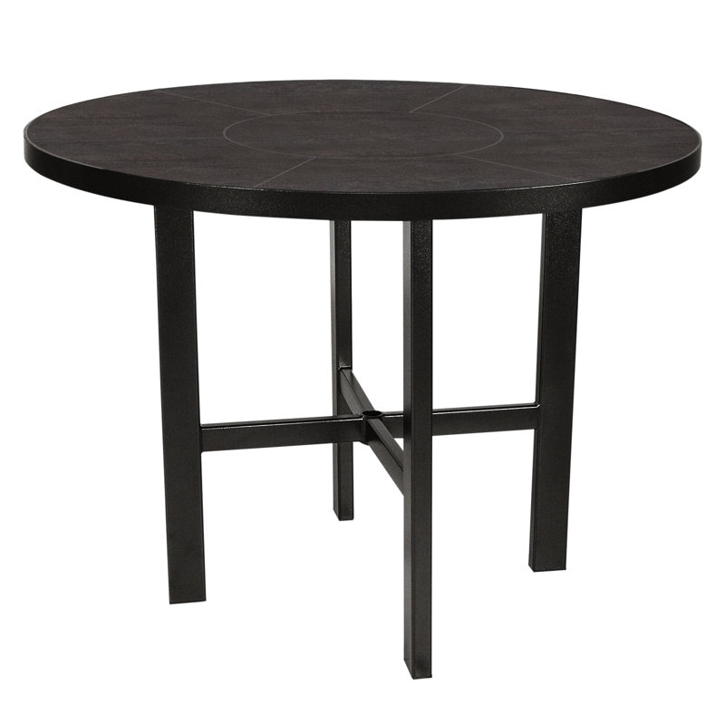 Tables Outdoor Round Bar Table, Carbon Black, Pallazo White, 39 H" W x 42" W x 42" D