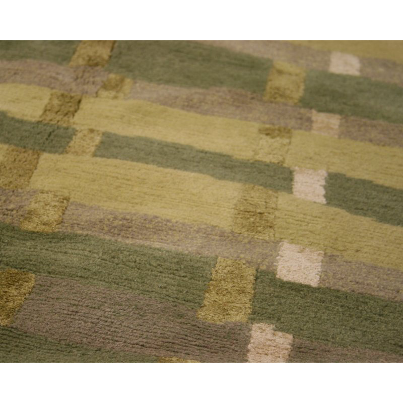 Rag Striped Area Rug in Beige/Green/Gray, Rectangle 3' x 5'