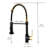 Single Handle Pull Down Kitchen Faucet, Black And Gold Color, Contemporary Style, High Arch Spout 360-Degree Rotation, Surface