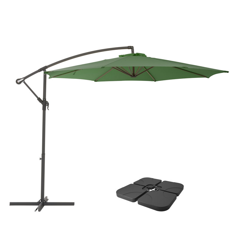 Helland 9.6' Cantilever Umbrella with Counter Base Stand, Green