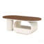Table basse ovale de luxe, table basse de 47,24 po avec tiroir de rangement, table de centre en métal blanc pour le salon