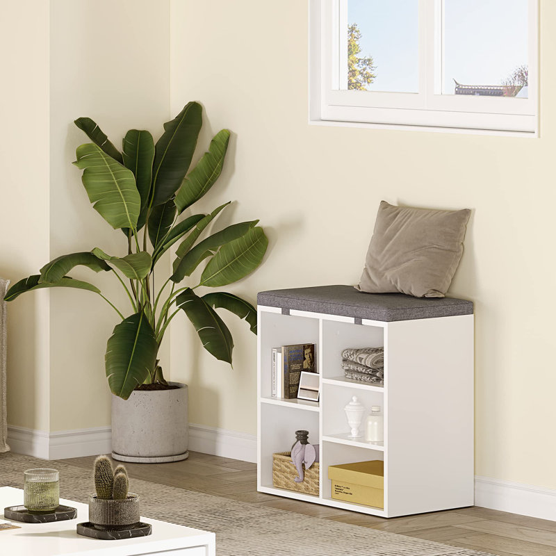 Linen Upholstered Storage Bench, White