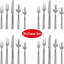 20-Piece Stainless Steel Flatware Set, Service For 4, Includes Dinner Knives, Forks, Spoons, Teaspoons & Salad Forks, 18/8 Mirror Polished, Dishwasher Safe, Hammered Design