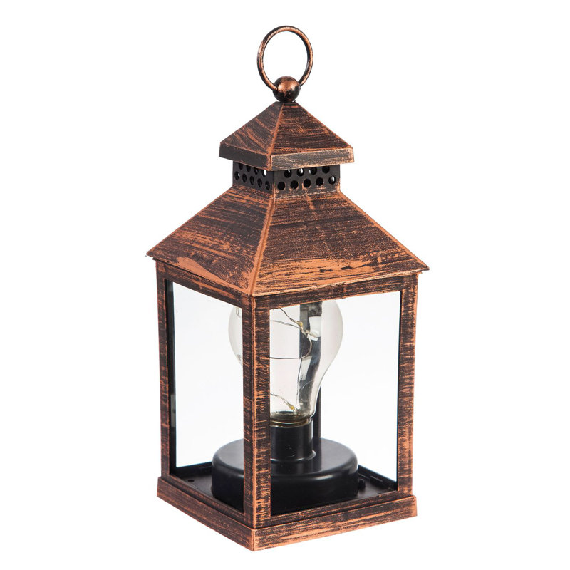 4.13'' Battery Powered Integrated LED Outdoor Lantern, Brushed Bronze