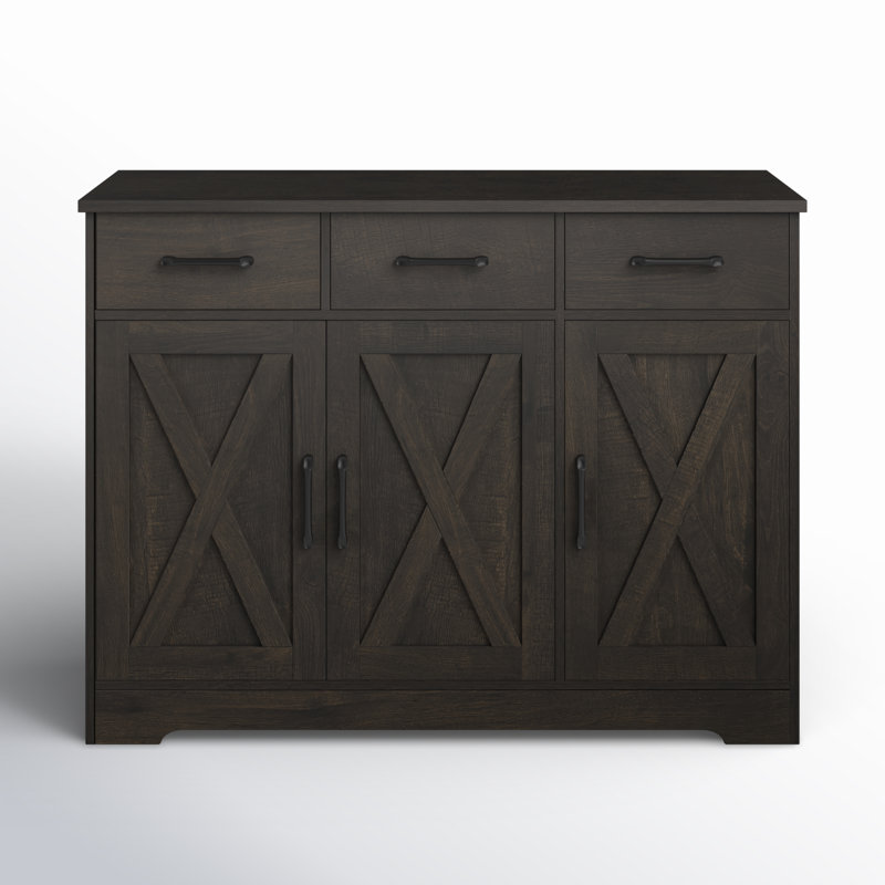 Buffet 3 tiroirs Tahara, Marron foncé