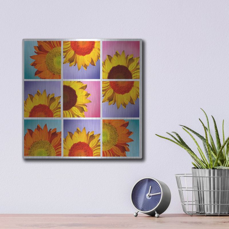 Ivy Bronx «Sunflowers» par Mark Ashkenazi, art mural en métal, H 12 po x l 12 po
