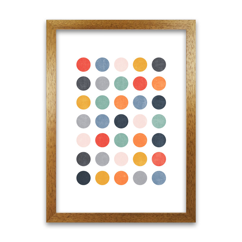 Scandi Dots Texture Original - Print, Oak Frame, 84cm H x 59cm W x 3cm D