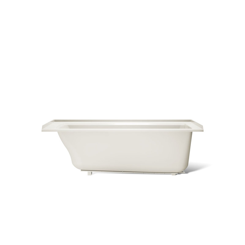 Archer Alcove Bath with Bask Heated Surface, Tile Flange and Right-Hand Drain, Biscuit, Right