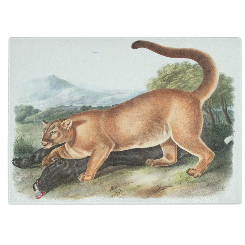 Tempered Glass Cougar Chopping Board, 28.5 cm W x 20 cm L
