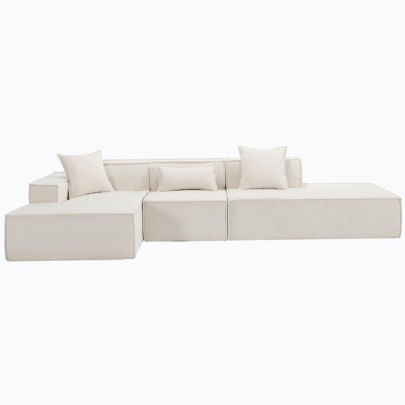 Ensemble de salon modulaire, canapé minimaliste moderne, canapé à installation gratuite, Polyester beige