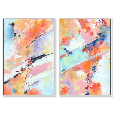 «Summer Time», ensemble de 2 toiles d'art minimaliste