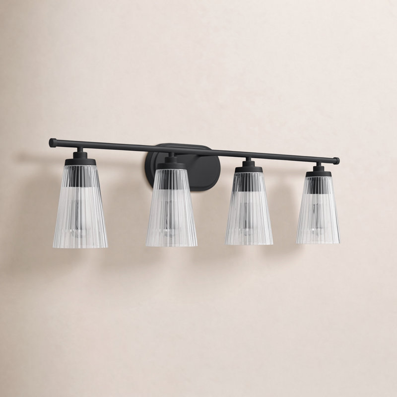 Luminaire de salle de bain à intensité variable en acier et verre Jeanie , H 10 po x l 30,5 po x P 30,5 po, Noir