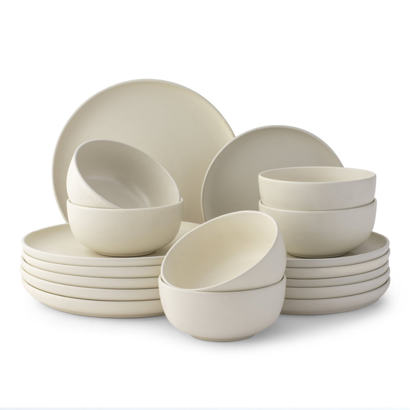 Matte Linen Ceramic 18-Piece Dinnerware Set for 6