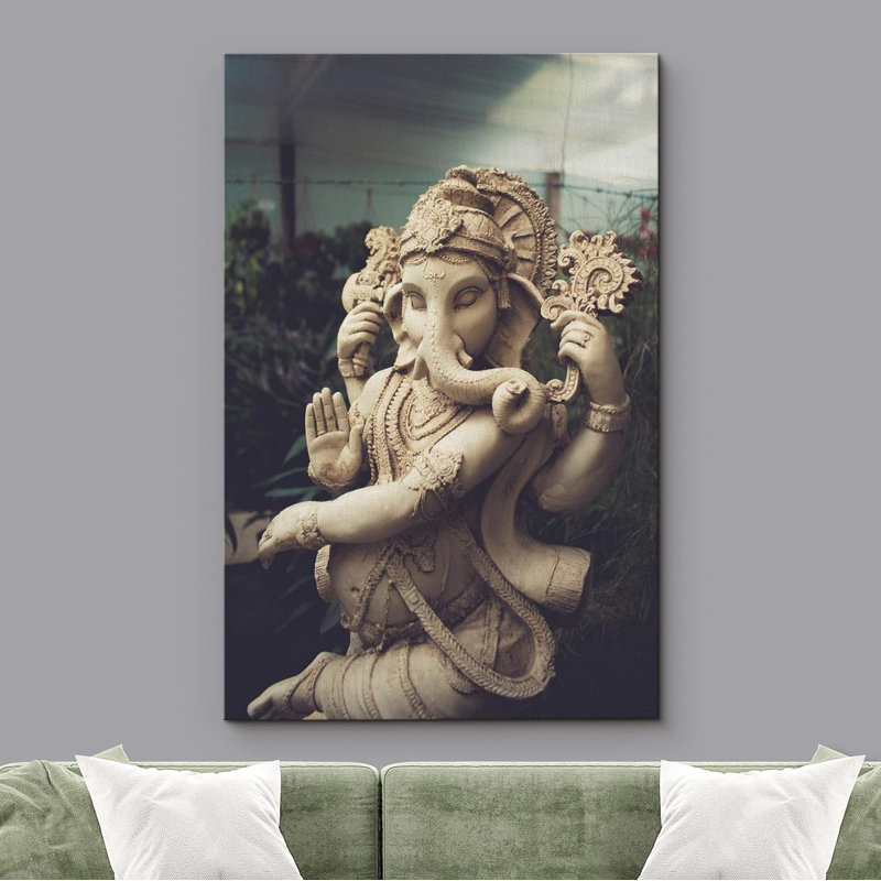 «Ganesha Elephant God of Wisdom», reproduction sur toile tendue, H 24 po x l 16 po x P 1,5 po