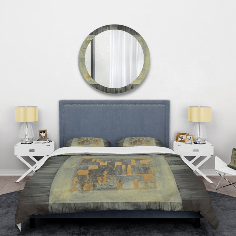 Tapisserie d'or géométrique II - ensemble de housse de couette moderne et transitionnel - microfibre de polyester