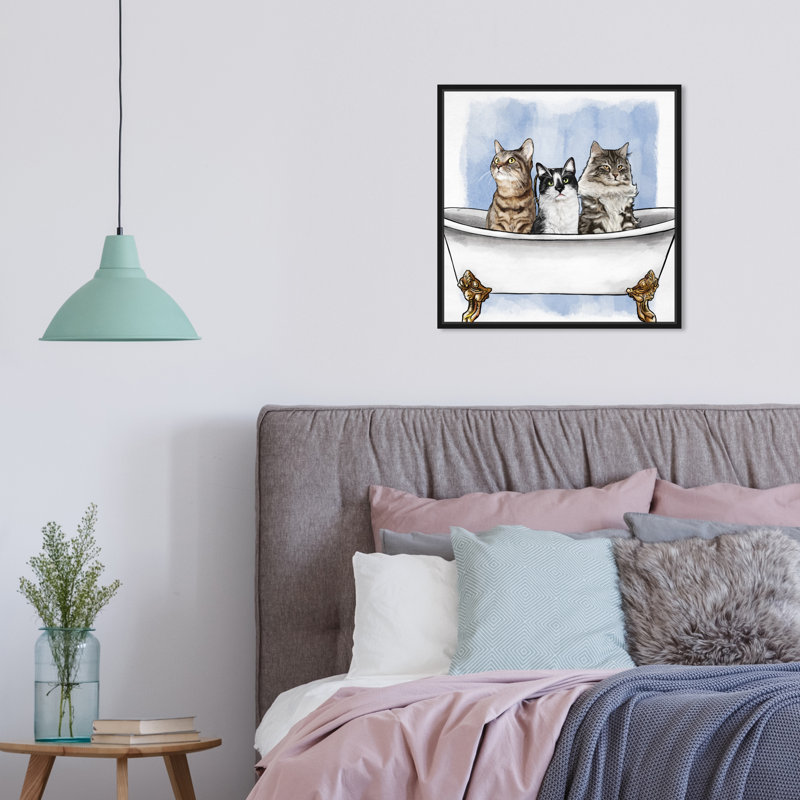 «Cats in the Tub - Floater Frame», impression sur toile, H 16 po x l 16 po, Cadre flottant noir