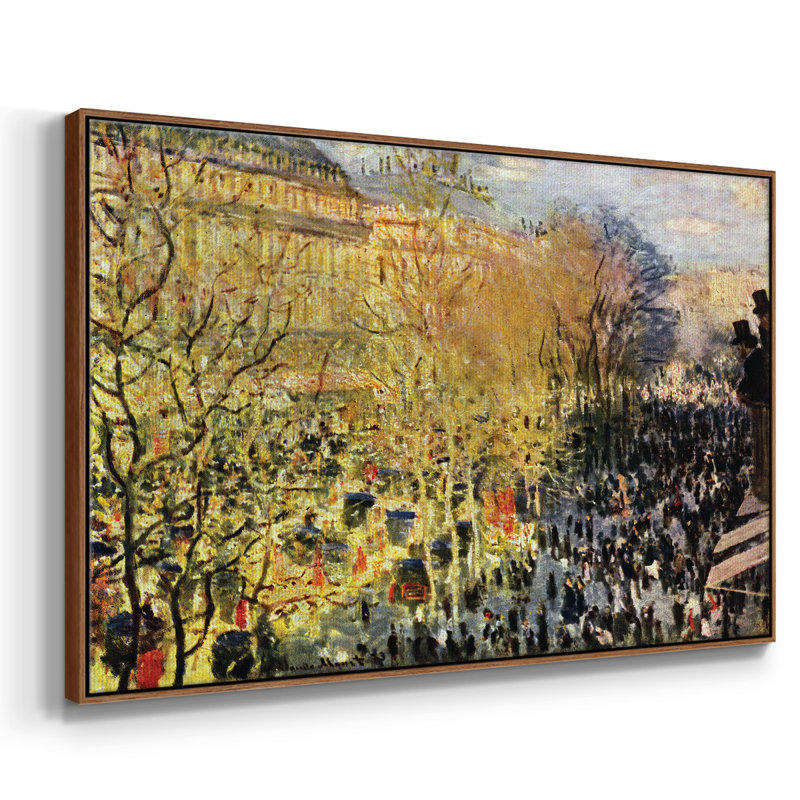 "Boulevard Of Capucines In Paris" par Monet, reproduction d'art sur toile, Noyer, H 25 po x l 37 po x P 2 po