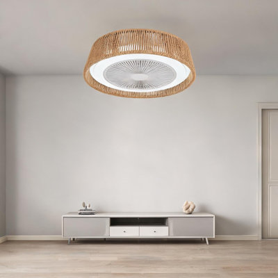 Bedroom and Living Room Ceiling Fan with White Iron, Remote Operation and Seasonal Airflow