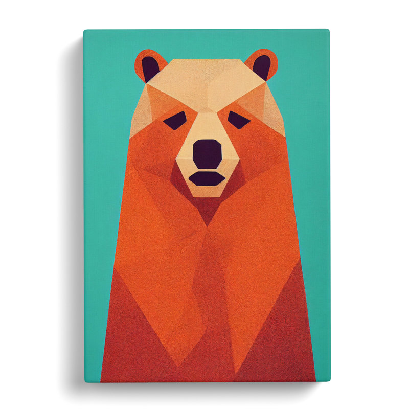 Bear Mid Century - Wrapped Canvas, 50cm H x 35cm W x 3cm D