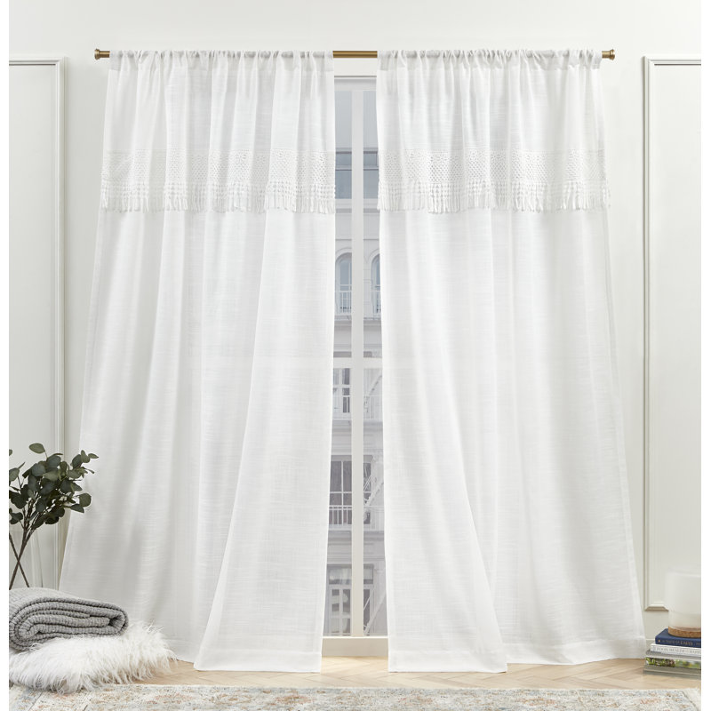 Nicole Miller New York Dunbar Light Filtering Rod Pocket Curtain Panels, 50" W x 84" L, White