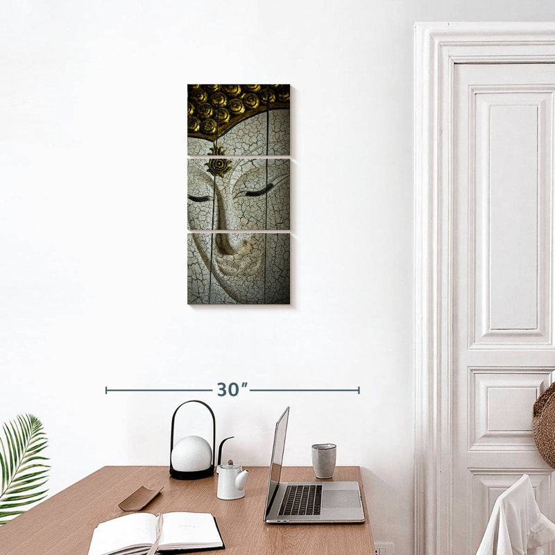 Visage de bouddha intemporel, H 27 po x l 12 po