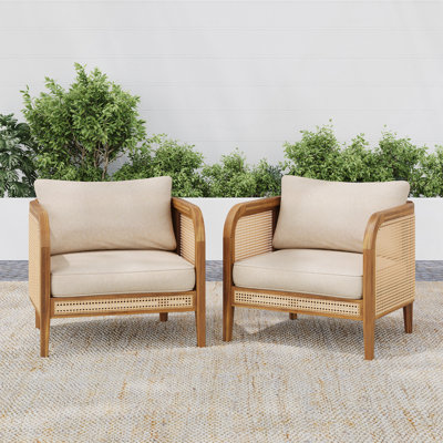 Outdoor Patio Cushioned Arm Chair Set