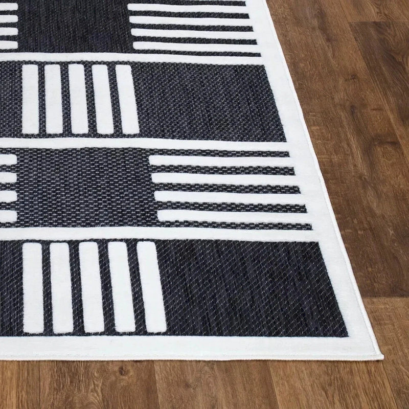 Modern Non-Slip Area Rugs – Anthracite Cream – Living Room, Hallway Runner, Kitchen & Door Mat – Multiple Sizes