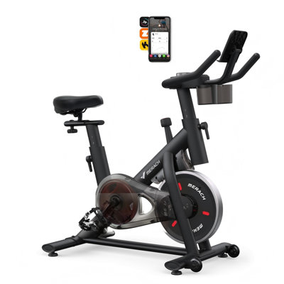 MERACH Stationary Exercise Bike, 330 LBS Capacity, Silent Belt Drive with Comfortable Seat and App