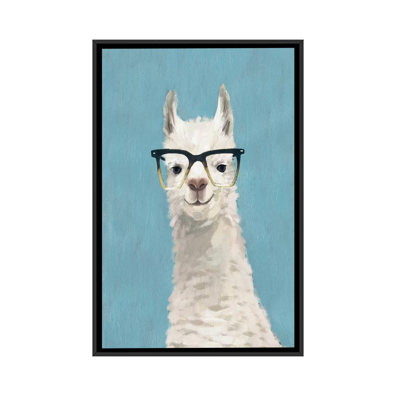 «Llama Specs II», art sur toile, H 26 po x l 18 po x P 1,5 po, Toile avec cadre noir, Pas de tapis
