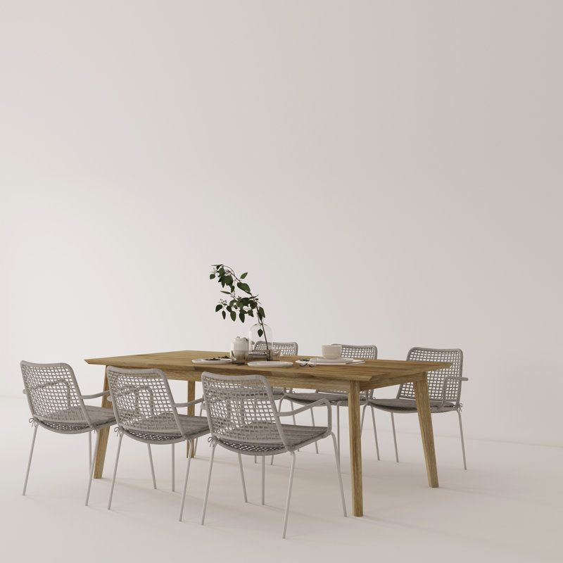 Annemien 6 - Person Solid Wood Top Four Leg Base Dining Set