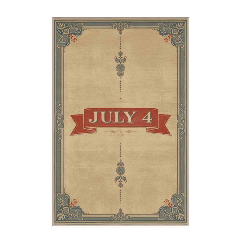 Soft Plush Fifield July 4Th Modern & Contemporary Abstract Area Rug in Brown – Beige Binding, 7x10