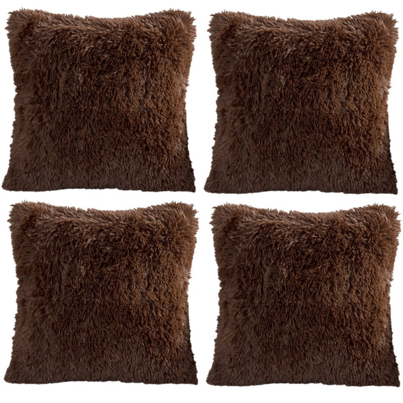 Faux Fur Pattern Faux Fur Throw Pillow, Coffee