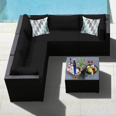 Ensemble de meubles de patio en rotin 6 pièces Patiojoy