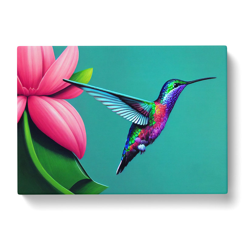 Timeless Floral Hummingbird - Wrapped Canvas Print, 35cm H x 50cm W x 3cm D