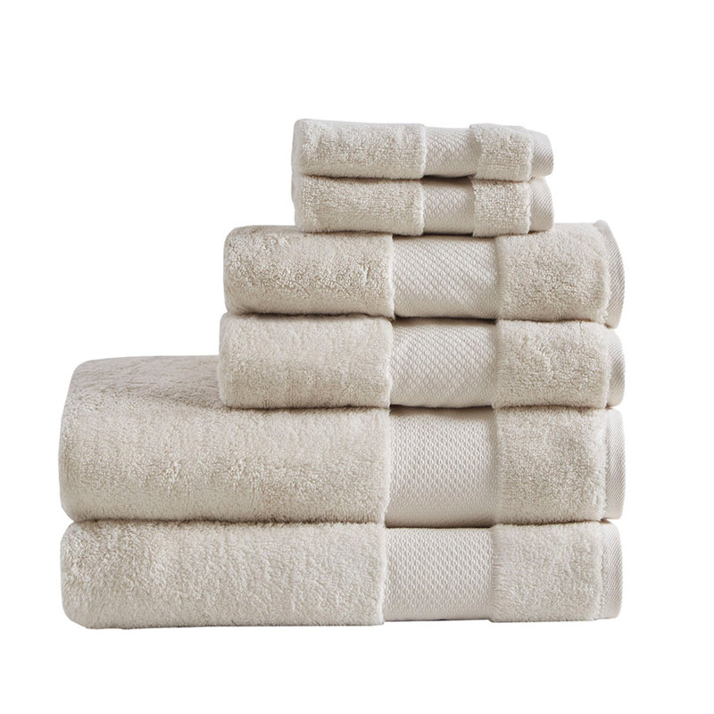 Ensemble de serviettes de bain en coton 6 pièces, Naturel