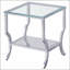 Ensemble de 2 tables basses et d'appoint modernes en chrome avec plateaux en verre trempé transparent pour un salon élégant et stylé-133702559