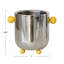 Stainless Steel Ice Bucket With Citron Color Enameled Ball Handles And Feet
