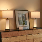 23.25'' Glass USB Table Lamp Set With Built-in Night Light
