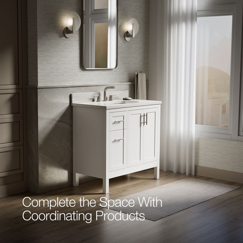 37" Single Bathroom Vanity Set, White, White
