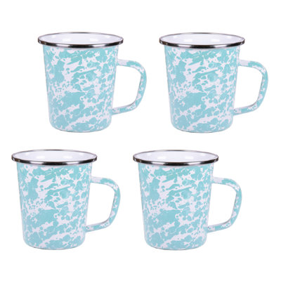 Set of 4 Solid Red Latte Mugs