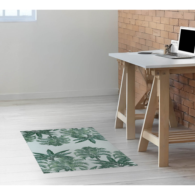 Tapis de bureau léger décoratif In the Jungle, L 6 pi x L 4 pi, Bleu