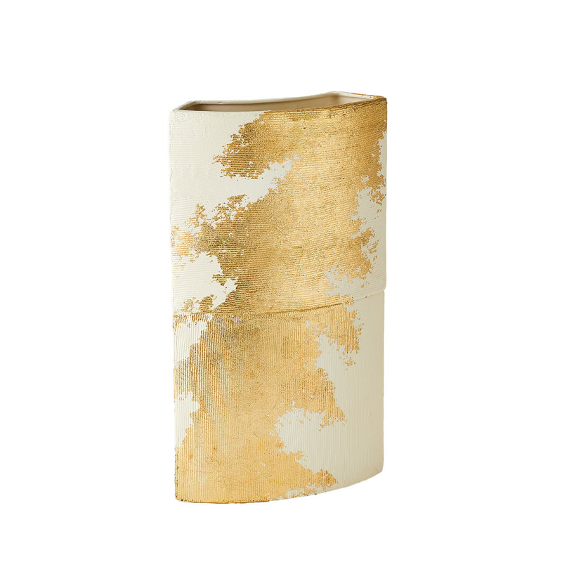 Splashy Gold Leaf Vase-Med, 19.5" H x 10.75" W x 4.25" D