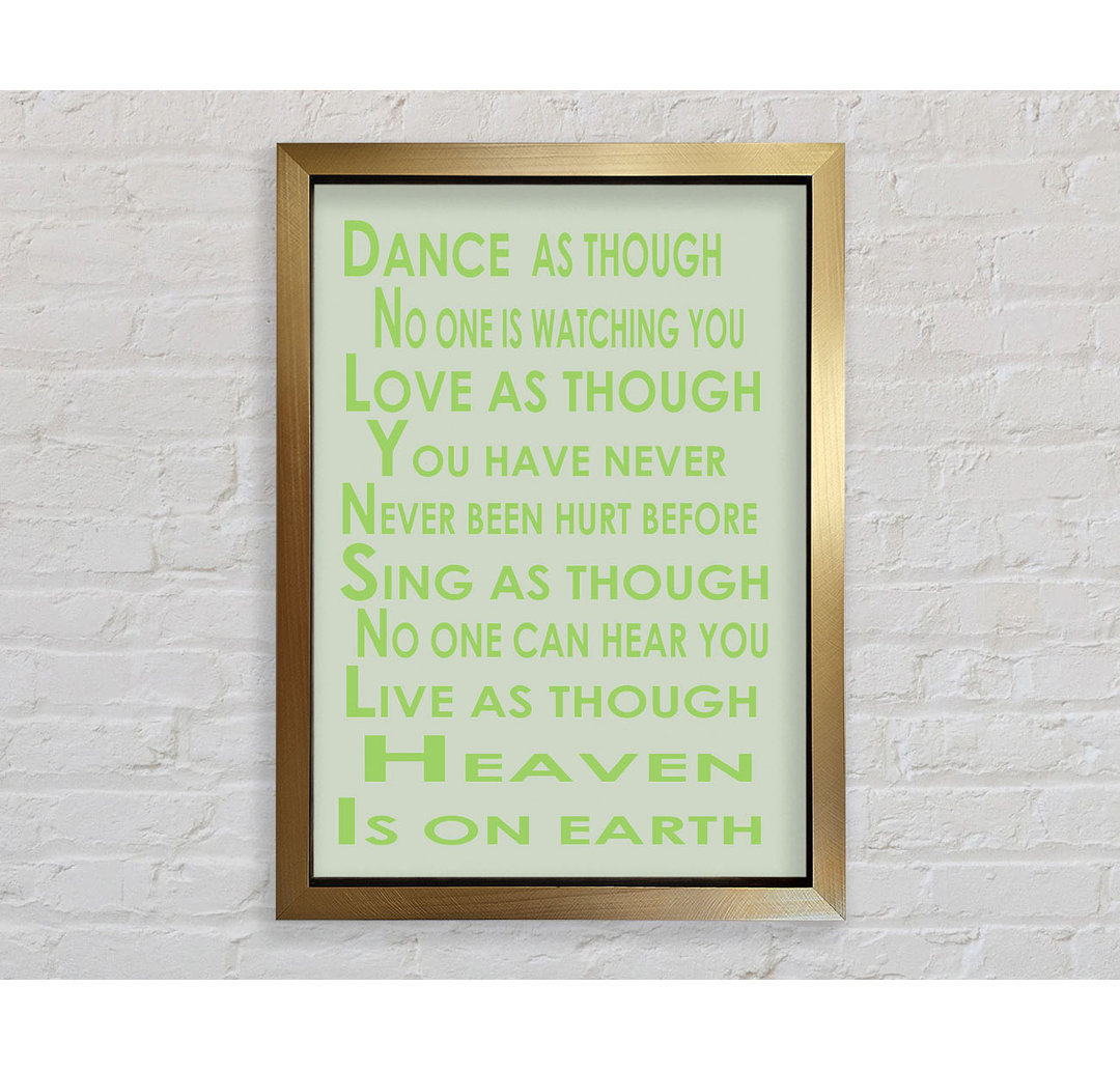 Home Quote Heaven Is on Earth Lime Green - Single Picture Frame Art Prints