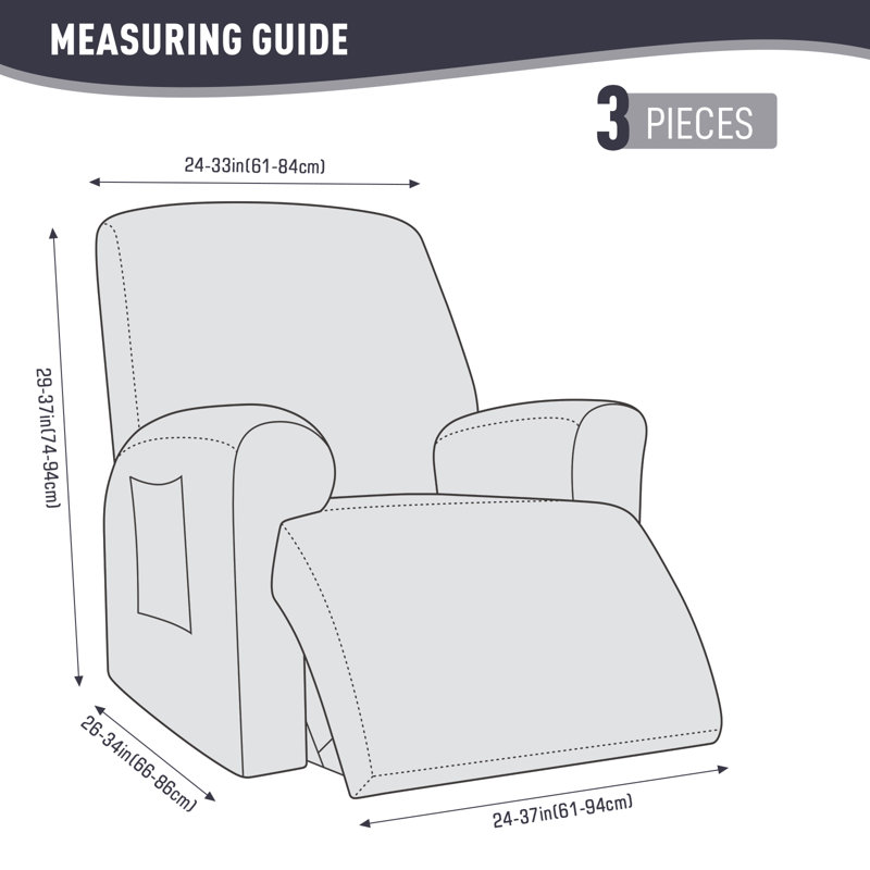 Housse pour fauteuil inclinable avec poches Wald, Gris foncé